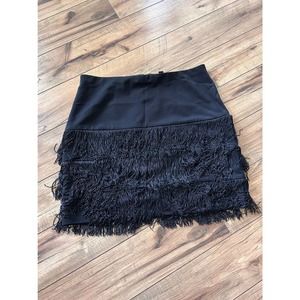 Ann Taylor size 10 black skirt with layered fringe